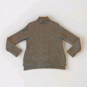 Red Maple Sportswear Sweater Womens Large Brown Lattice Cable Knit Mock Alpaca